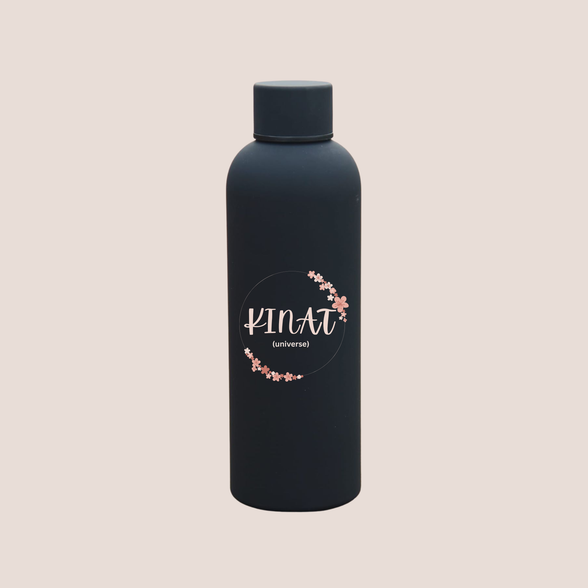 Matte Finish Custom Name Water Bottle – Floral Design 500 ML