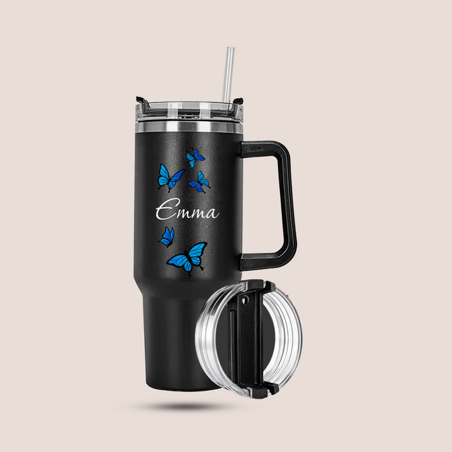 Custom Name Butterfly Tumbler – Personalized Stainless Steel Tumbler (Premium Packaging)