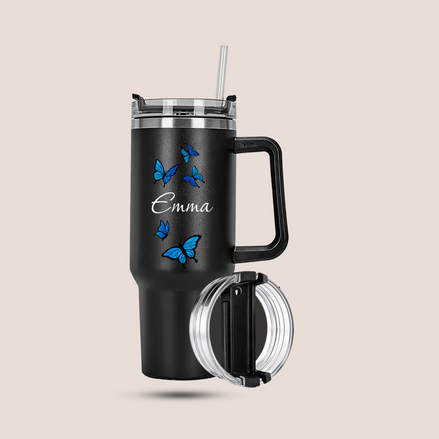 Custom Name Butterfly Tumbler – Personalized Stainless Steel Tumbler (Premium Packaging)