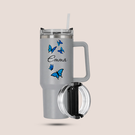 Custom Name Butterfly Tumbler – Personalized Stainless Steel Tumbler (Premium Packaging)