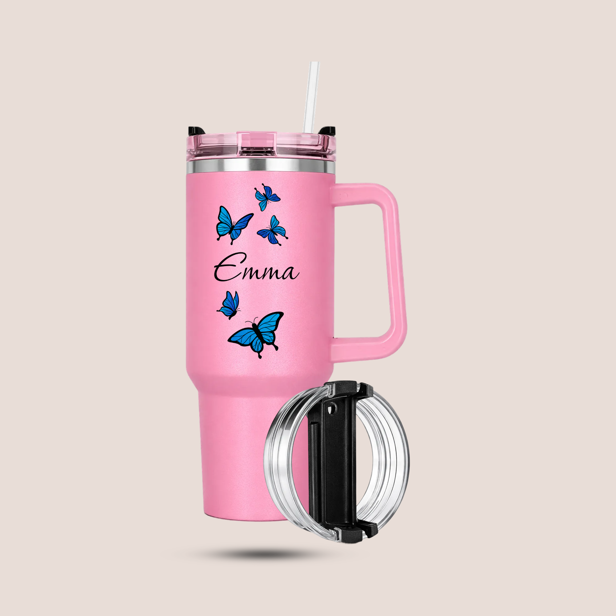 Custom Name Butterfly Tumbler – Personalized Stainless Steel Tumbler (Premium Packaging)
