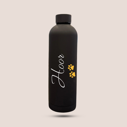 Custom Name Paw Design Matte Stainless Steel Water Bottle – 500ML (Premium Packaging)