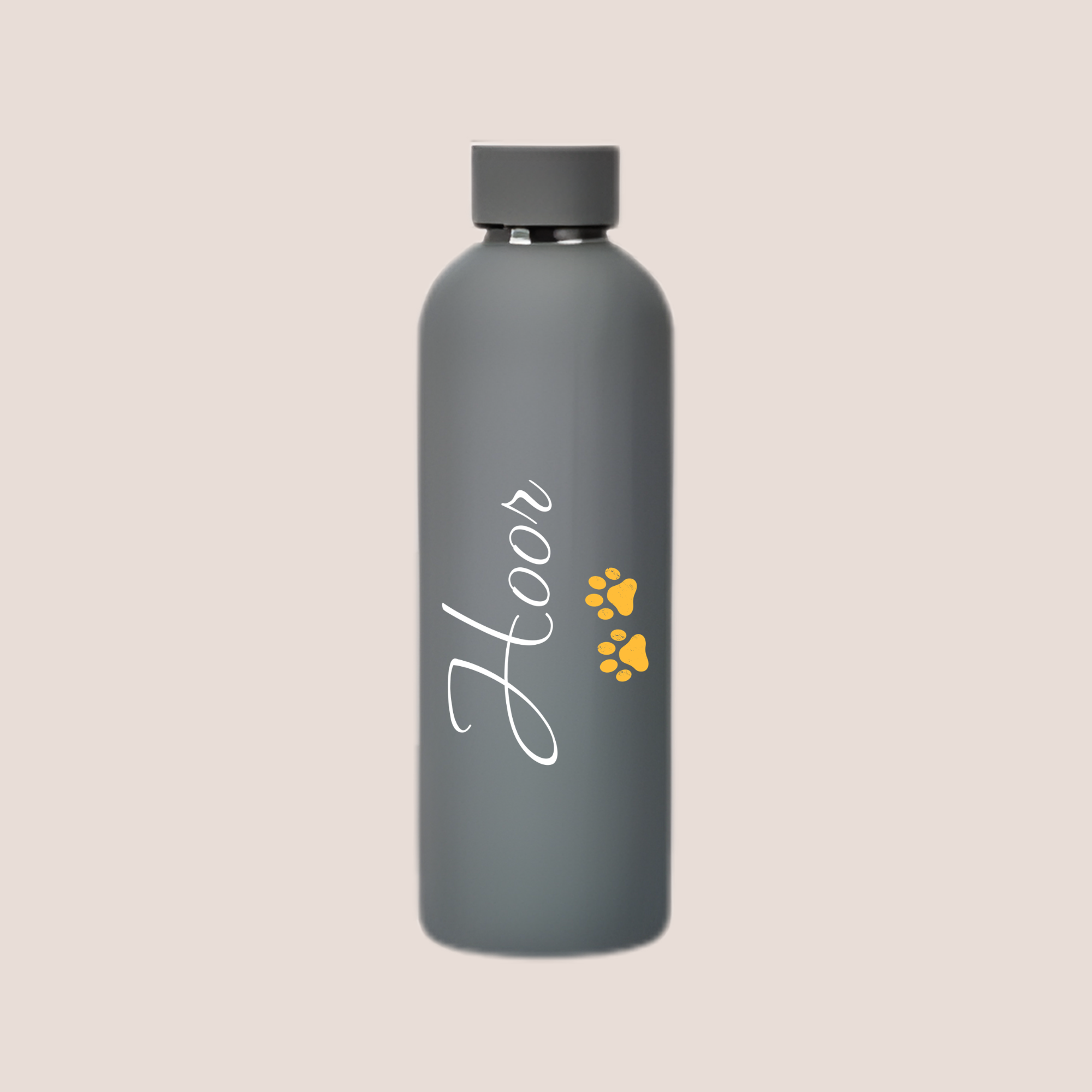 Custom Name Paw Design Matte Stainless Steel Water Bottle – 500ML (Premium Packaging)