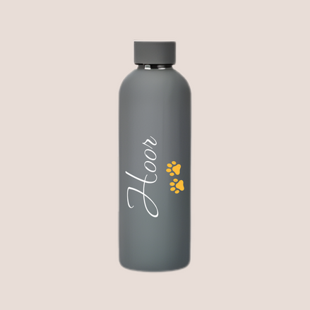 Custom Name Paw Design Matte Stainless Steel Water Bottle – 500ML (Premium Packaging)