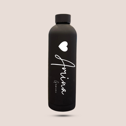 Your Name Matte Stainless Steel Water Bottle – 500ML Personalized Bottle (Premium Packaging)