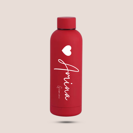 Your Name Matte Stainless Steel Water Bottle – 500ML Personalized Bottle (Premium Packaging)