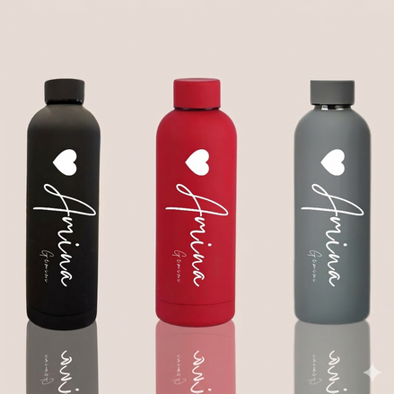 Your Name Matte Stainless Steel Water Bottle – 500ML Personalized Bottle (Premium Packaging)